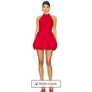 MAJORELLE Margarita Cherry Red Mini Bubble Hem Dress